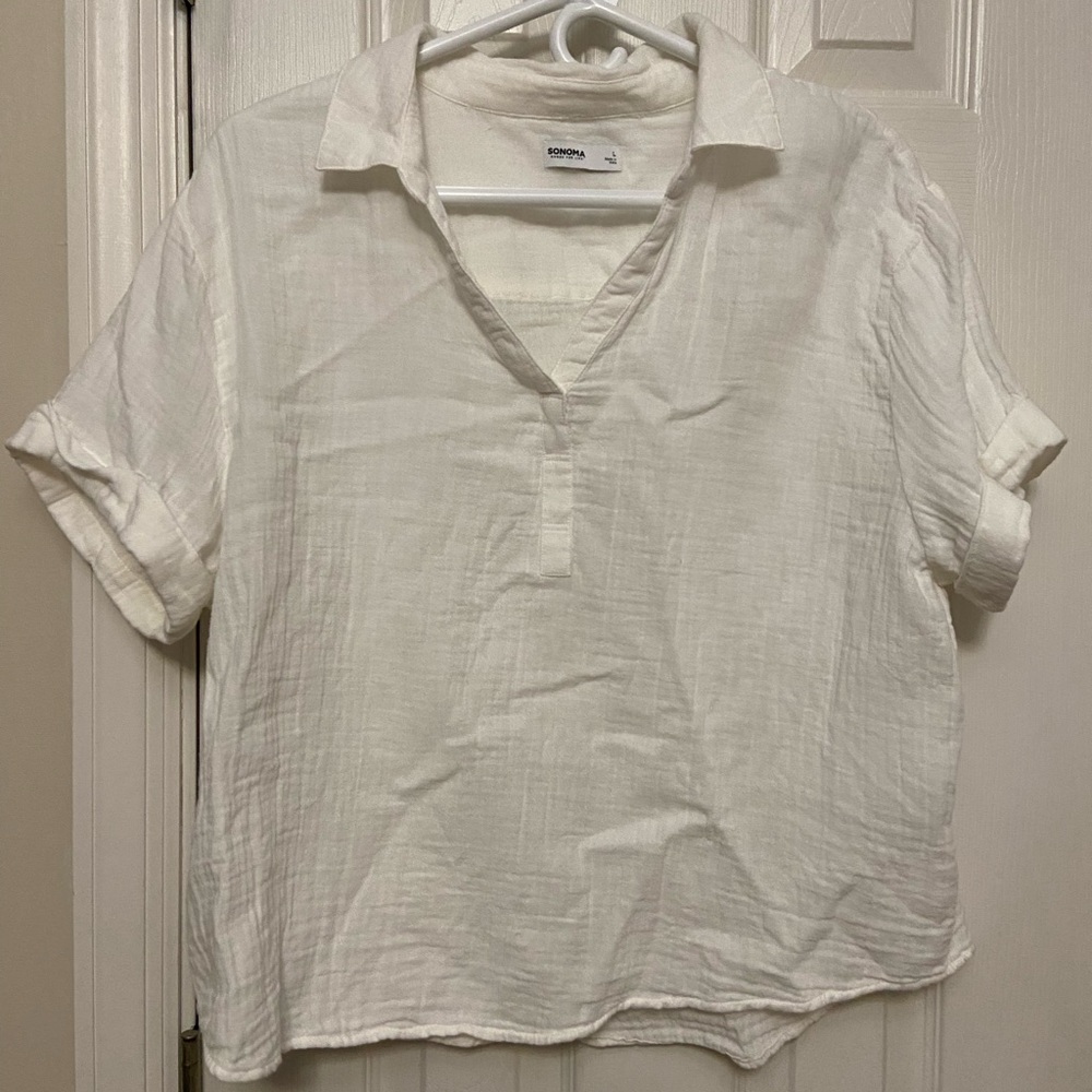 White Short Sleeve cotton shirt